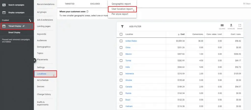 Google Ads Location Report