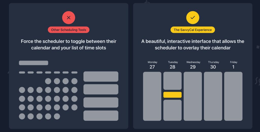 Savvy Cal Experience vs Other Scheduling Tools