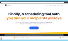 Screenshot of Savvy Cal Website on Blue Background
